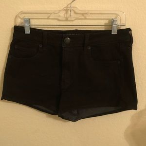 Black high waisted denim shorts